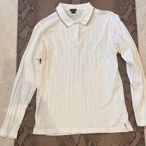 Ashworth White Long Sleeve Polo Top with Black Trim